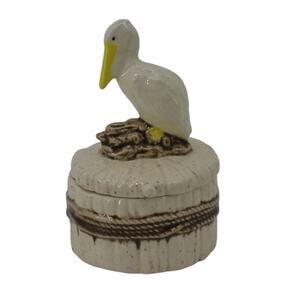Pelican Trinket Ceramic Box Ocean Beach Seaside Ocean Nautical
